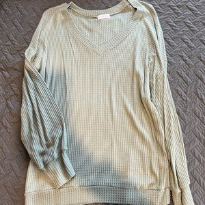 Waffle knit oversized mint green shirt